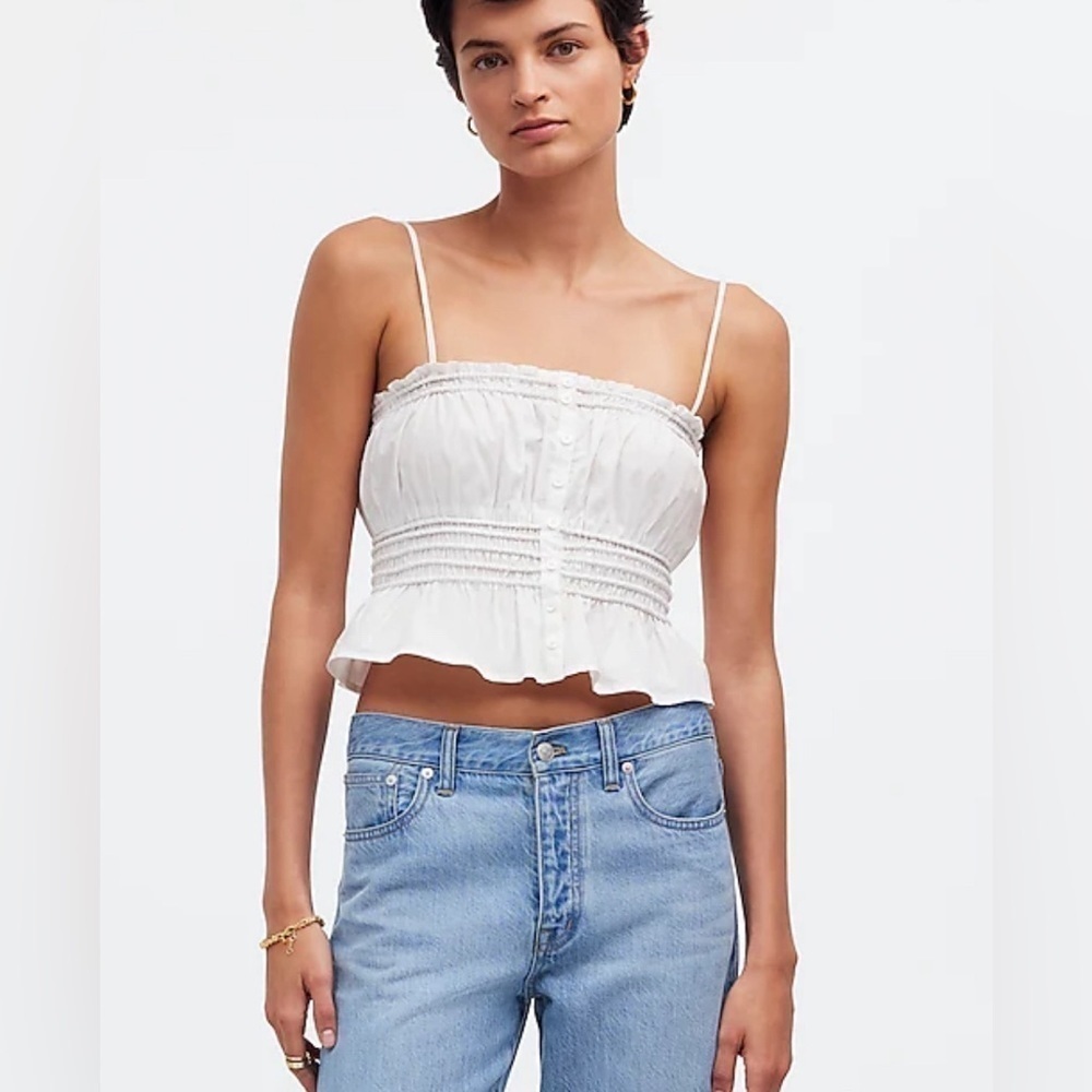 Madewell NWT Smocked Button-Front Top in Poplin S… - image 3